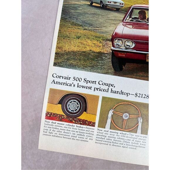 Vintage 1967 Chevrolet CHEVY 500 Sport Coupe CORVAIR Paper Print Advertisement A - Picture 2 of 6